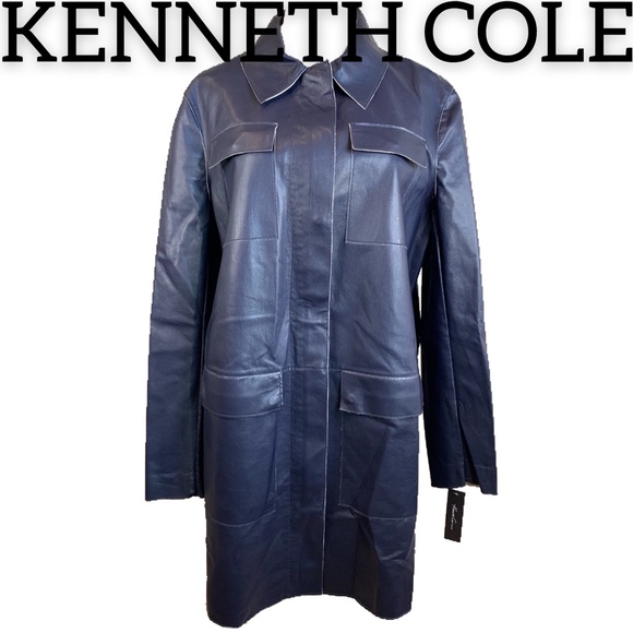 Kenneth Cole Long Faux Leather Coat (L)